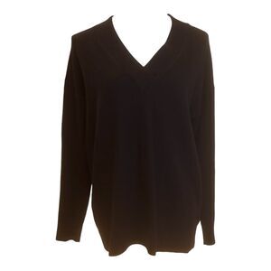 Gap Merino Wool Blend Black  V Neck Preppy Goth Sweater Size S